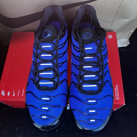 NEW Nike Air Max Plus Premium Black Racer Blue FQ7331-001 Men Size 9